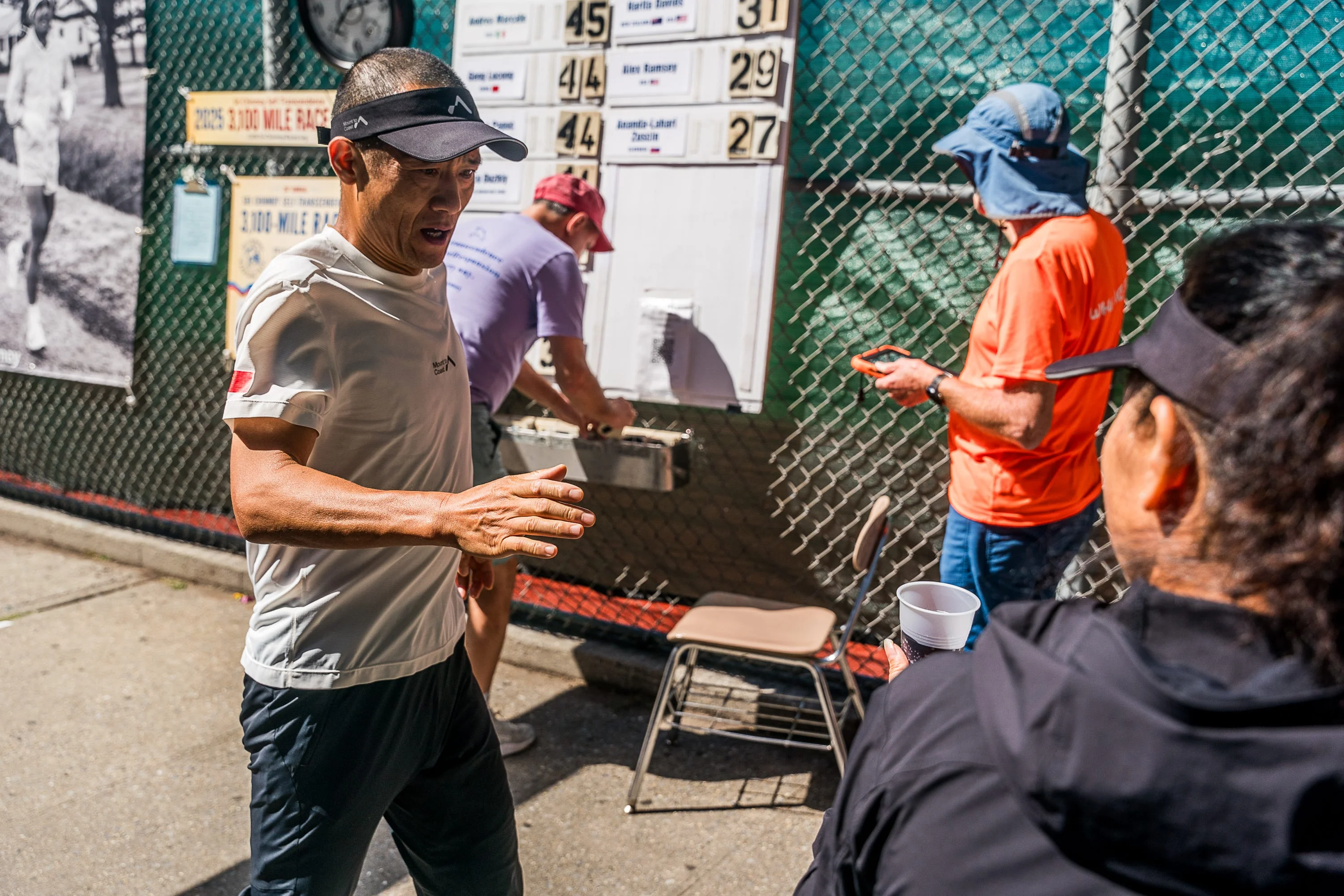geng lucong runs in the sri chinmoy 3100 mile race in queens, new york on august 30, 2025 the race circles a high school over the corse of 2 months for 3100 miles